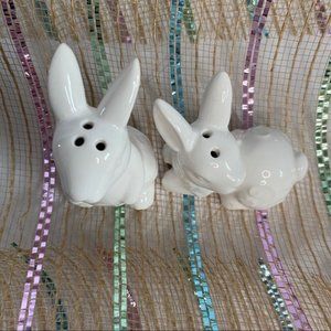 Pepper Shakers and White Bunny Rabbit Salt